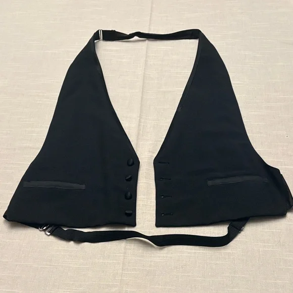 Elegant Men's Tuxedo Vest Black Tie Adjustable Waist and Neck - Picture 2 of 9